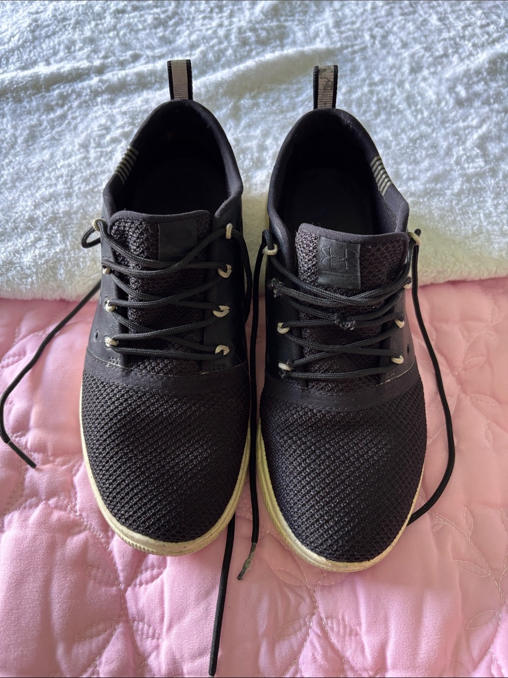 Under Armour Black Knit Athletic Sneakers with Cream Soles